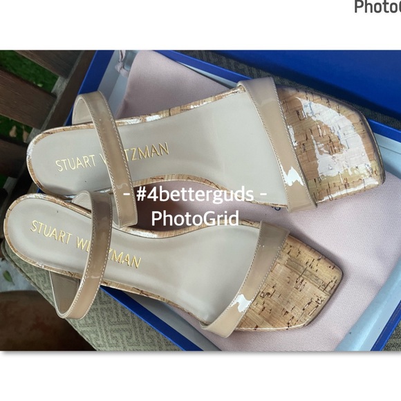 NEW Stuart Weitzman Aleena 50 Two Band Wedge Patent Leather Cork Sandal 10B 40.5 - Picture 16 of 16
